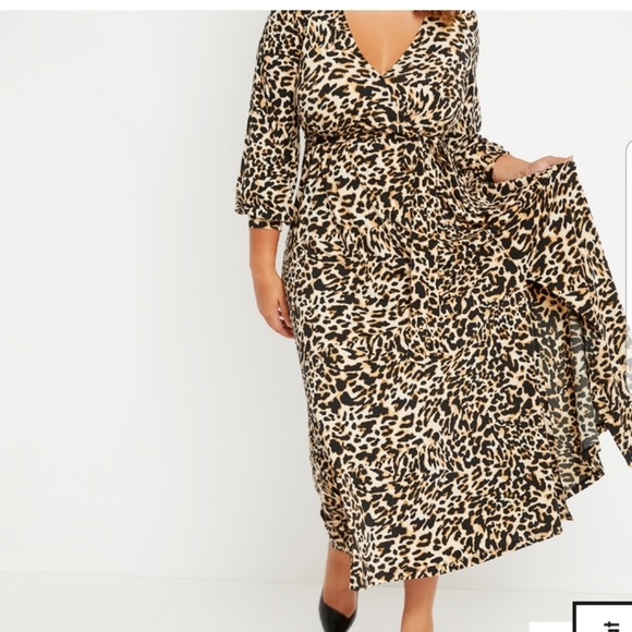 Eloquii Dresses & Skirts - Eloquii tie up leapord print maxi dress